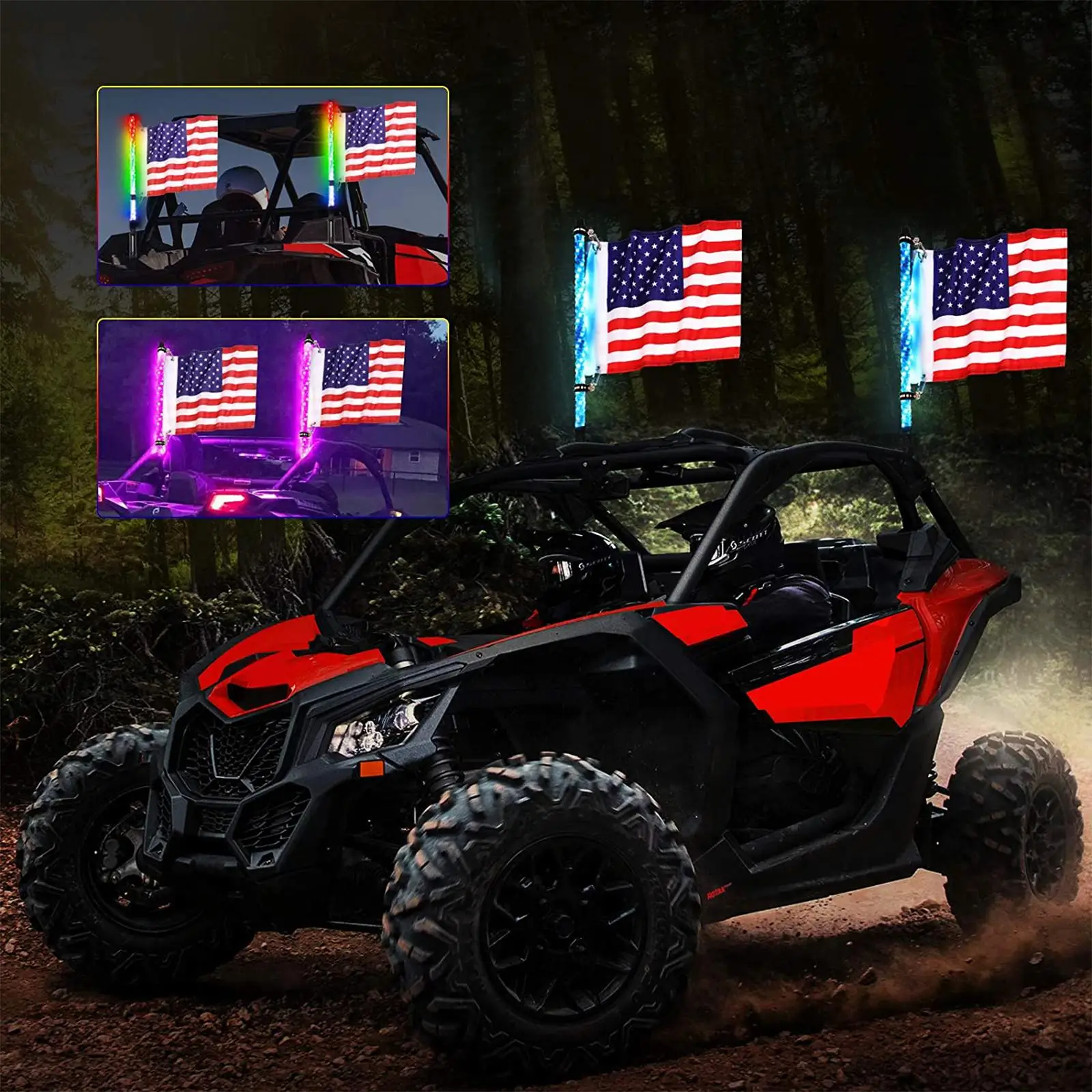 2Pcs LED Whip Lights RGB Lighting Watreproof for UTV ATV Buggy Truck Boat
2Pcs LED Whip Lights RGB Lighting Watreproof for UTV ATV Buggy Truck Boat