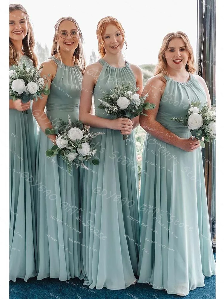 Chiffon Pleated Bridesmaid Dress for Women A-line Halter Floor Length Prom Wedding Party Gown Customized Vestidos de Festa Longo
Chiffon Pleated Bridesmaid Dress for Women A-line Halter Floor Length Prom Wedding Party Gown Customized Vestidos de Festa Longo