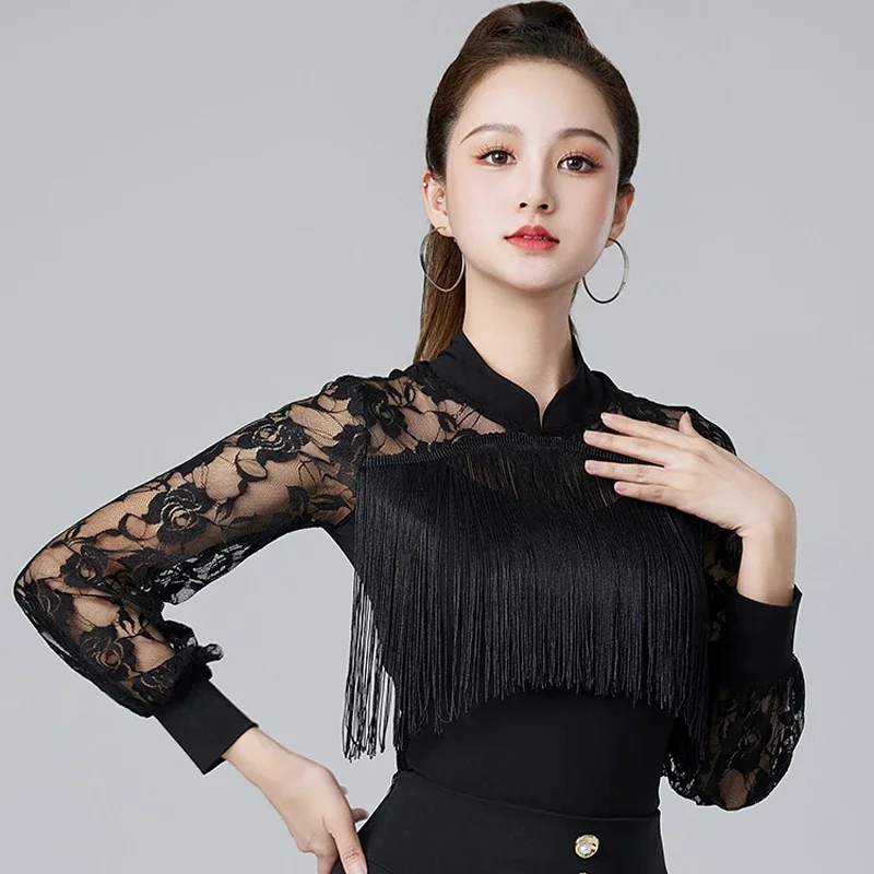 New Black Ballroom Dance Tops Sexy Lace Sleeves Latin Dancing Top Training Shirt Women'S Rumba Tango Latin Dance Wear
New Black Ballroom Dance Tops Sexy Lace Sleeves Latin Dancing Top Training Shirt Women'S Rumba Tango Latin Dance Wear