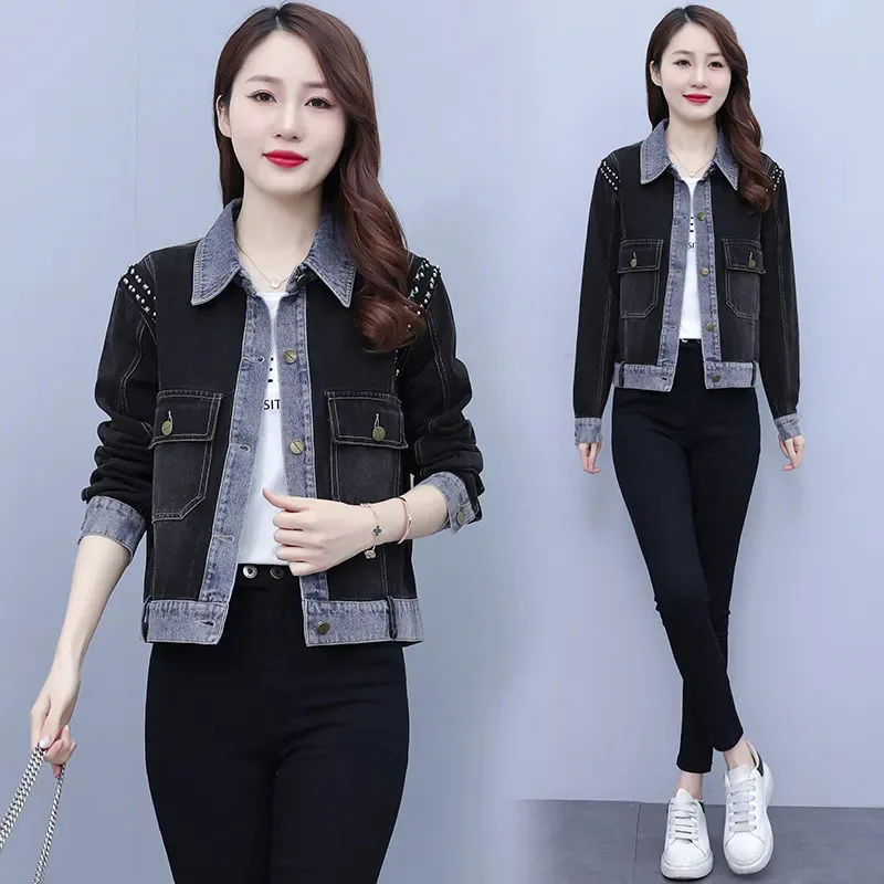 New Spring Autumn Splicing Denim Jacket Women Korean Fashion Basic Coat Female Retro Casual Motorcycle Coats Single-Breasted Top
New Spring Autumn Splicing Denim Jacket Women Korean Fashion Basic Coat Female Retro Casual Motorcycle Coats Single-Breasted Top