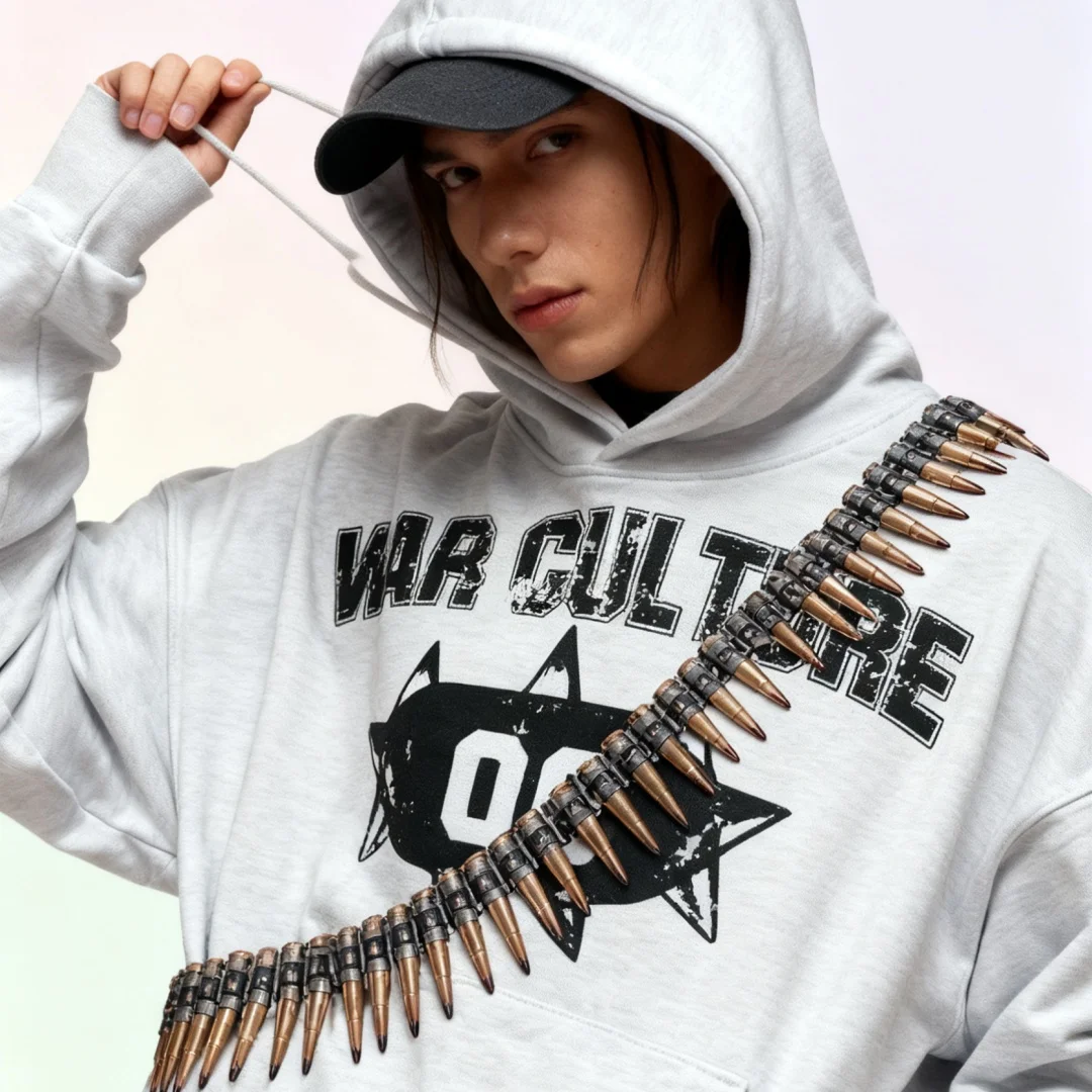 Harajuku War Print Oversized Hoodie Urban Grunge Streetwear Unisex Y2K Aesthetic Loose Fit Soft Fabric Trendy Casual Sweatshirt
Harajuku War Print Oversized Hoodie Urban Grunge Streetwear Unisex Y2K Aesthetic Loose Fit Soft Fabric Trendy Casual Sweatshirt