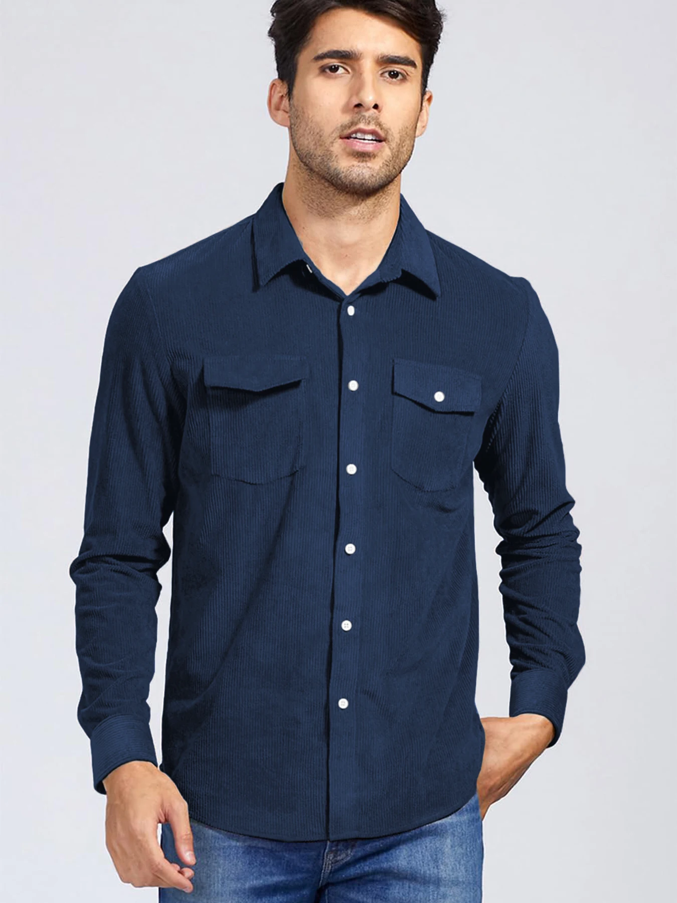 Men's corduroy shirt, long-sleeve jacket, coat with pockets
Men's corduroy shirt, long-sleeve jacket, coat with pockets