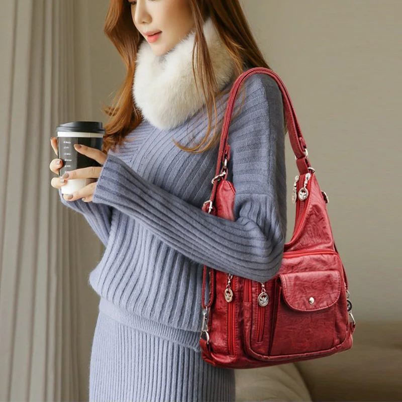 Luxury Washed Shoulder Bags for Women Backpack Classic Fashion Motorcycle Soft Handbags Leather Shopping Bags Chic Crossbody Bag
Luxury Washed Shoulder Bags for Women Backpack Classic Fashion Motorcycle Soft Handbags Leather Shopping Bags Chic Crossbody Bag