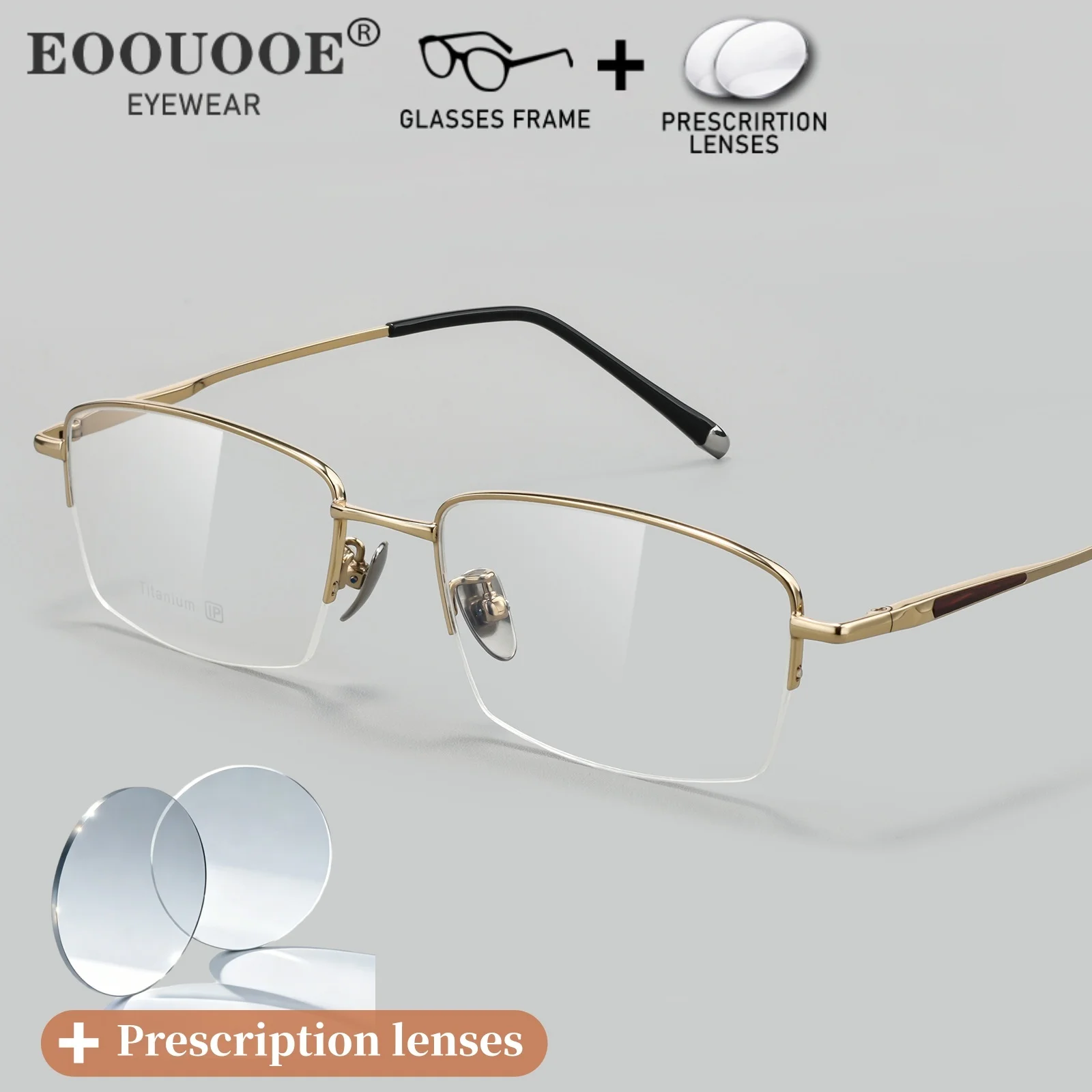 Wooden Decoration Design Ultralight Pure Titanium Square Men Glasses Frame Prescription Progressive Myopia Clear Lenses Recipe
Wooden Decoration Design Ultralight Pure Titanium Square Men Glasses Frame Prescription Progressive Myopia Clear Lenses Recipe