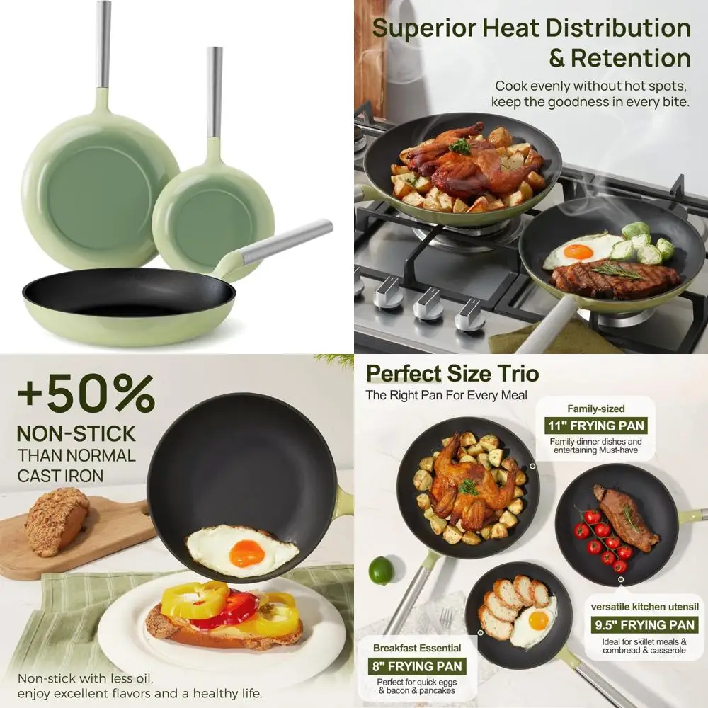 Non-Toxic 3-Piece Titanium Enamel Cast Iron Skillet Set, 8, 9.5, 11, PFOA/PFAS Free, Non-Stick Cooking Pans, Dishwasher Safe
Non-Toxic 3-Piece Titanium Enamel Cast Iron Skillet Set, 8, 9.5, 11, PFOA/PFAS Free, Non-Stick Cooking Pans, Dishwasher Safe