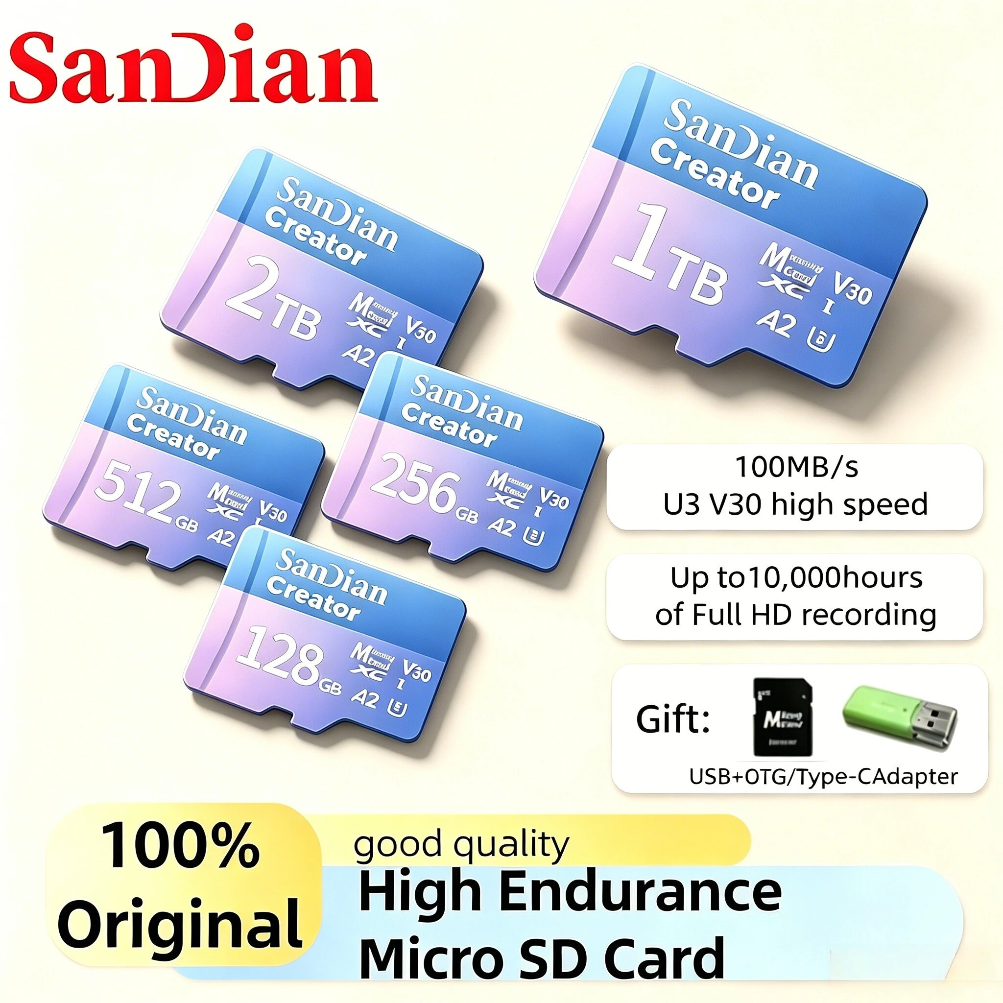 2026 High Speed Micro TF SD Card 128GB 256GB 512GB 1TB U3 V30 A2 Max 190Mb/s Memory Card for 4K Drone GoPro DJI
2026 High Speed Micro TF SD Card 128GB 256GB 512GB 1TB U3 V30 A2 Max 190Mb/s Memory Card for 4K Drone GoPro DJI
