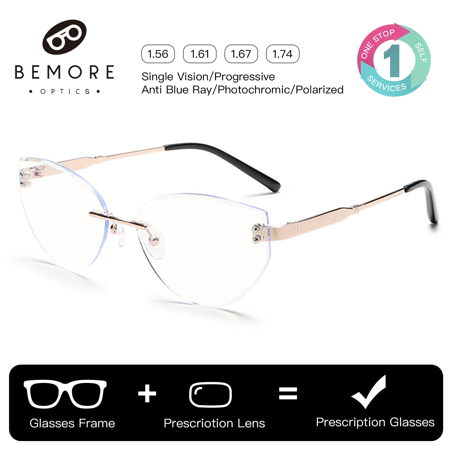 BEMORE Square Rimless Prescription Glasses Photochromic Anti Blue Light Reading Eyewear Woman 2026 Luxury Optical Eyeglasses
BEMORE Square Rimless Prescription Glasses Photochromic Anti Blue Light Reading Eyewear Woman 2026 Luxury Optical Eyeglasses