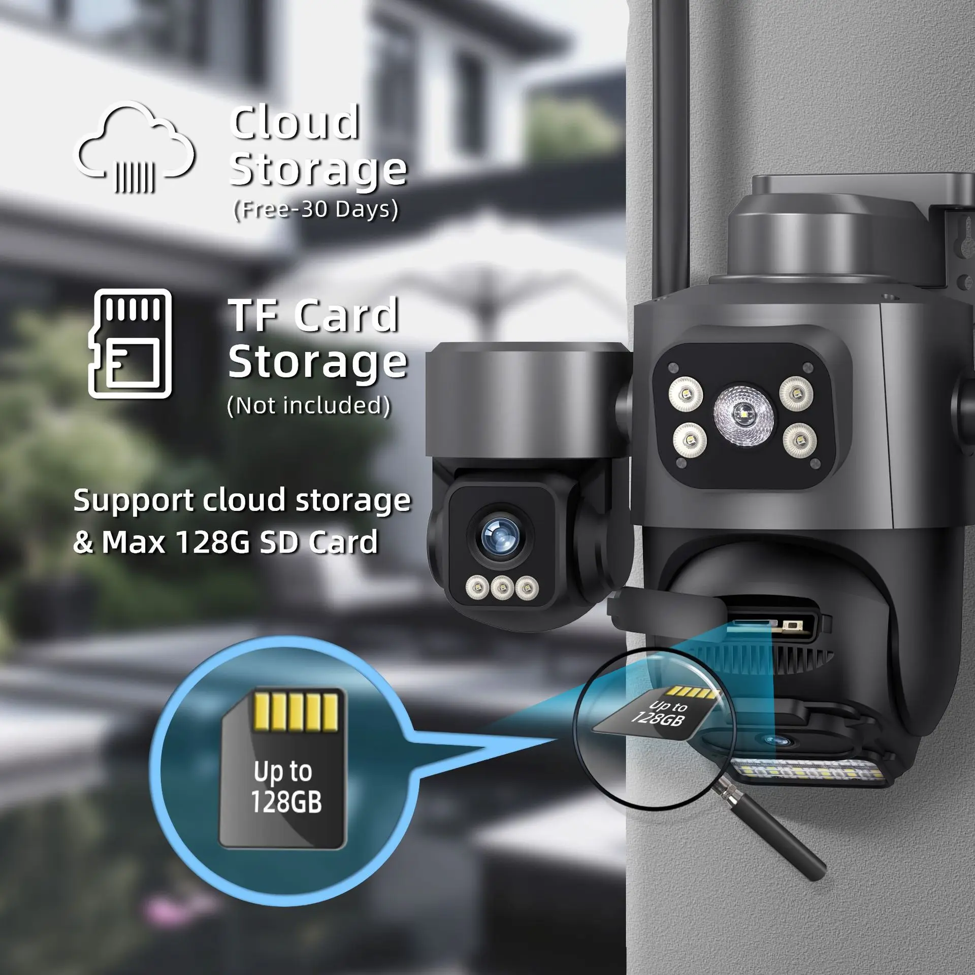 PTZ-камера с тремя объективами 6 МП: готовая к солнечной батарее, 355 ° Вращение, прожекторная сигнализация, полноцветное приложение ночного видения, многопользовательское приложение, хранилище TF/облака
PTZ-камера с тремя объективами 6 МП: готовая к солнечной батарее, 355 ° Вращение, прожекторная сигнализация, полноцветное приложение ночного видения, многопользовательское приложение, хранилище TF/облака