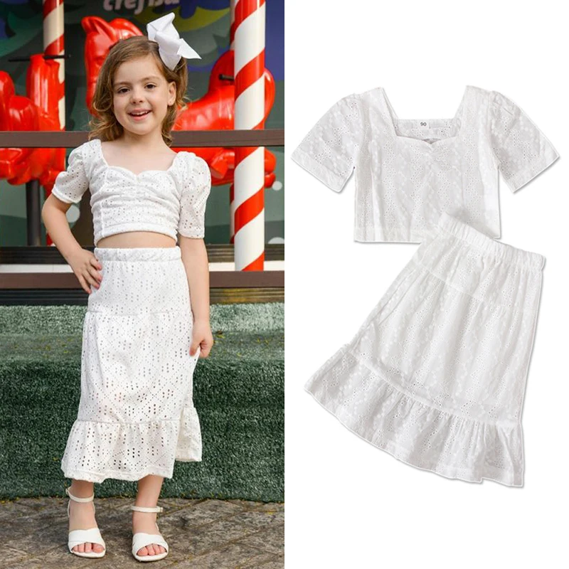 Kid Girl Clothes Dress Set Hollow Out Tops+Skirt 2Pcs Suit White Wedding Princess Costume Evening Baby Lady Outfit Children A688
Kid Girl Clothes Dress Set Hollow Out Tops+Skirt 2Pcs Suit White Wedding Princess Costume Evening Baby Lady Outfit Children A688