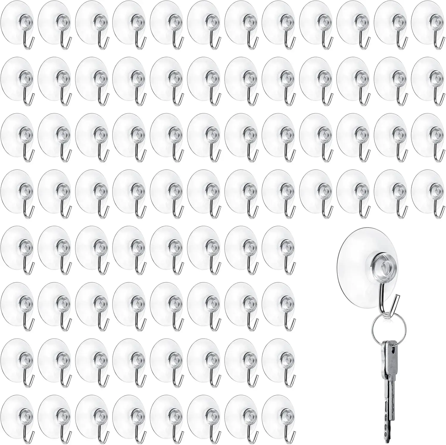 50 Pack Suction Cup Hooks, 45mm Clear Heavy Duty Hangers for Glass, Tile, Mirror - 3 lbs Capacity
50 Pack Suction Cup Hooks, 45mm Clear Heavy Duty Hangers for Glass, Tile, Mirror - 3 lbs Capacity