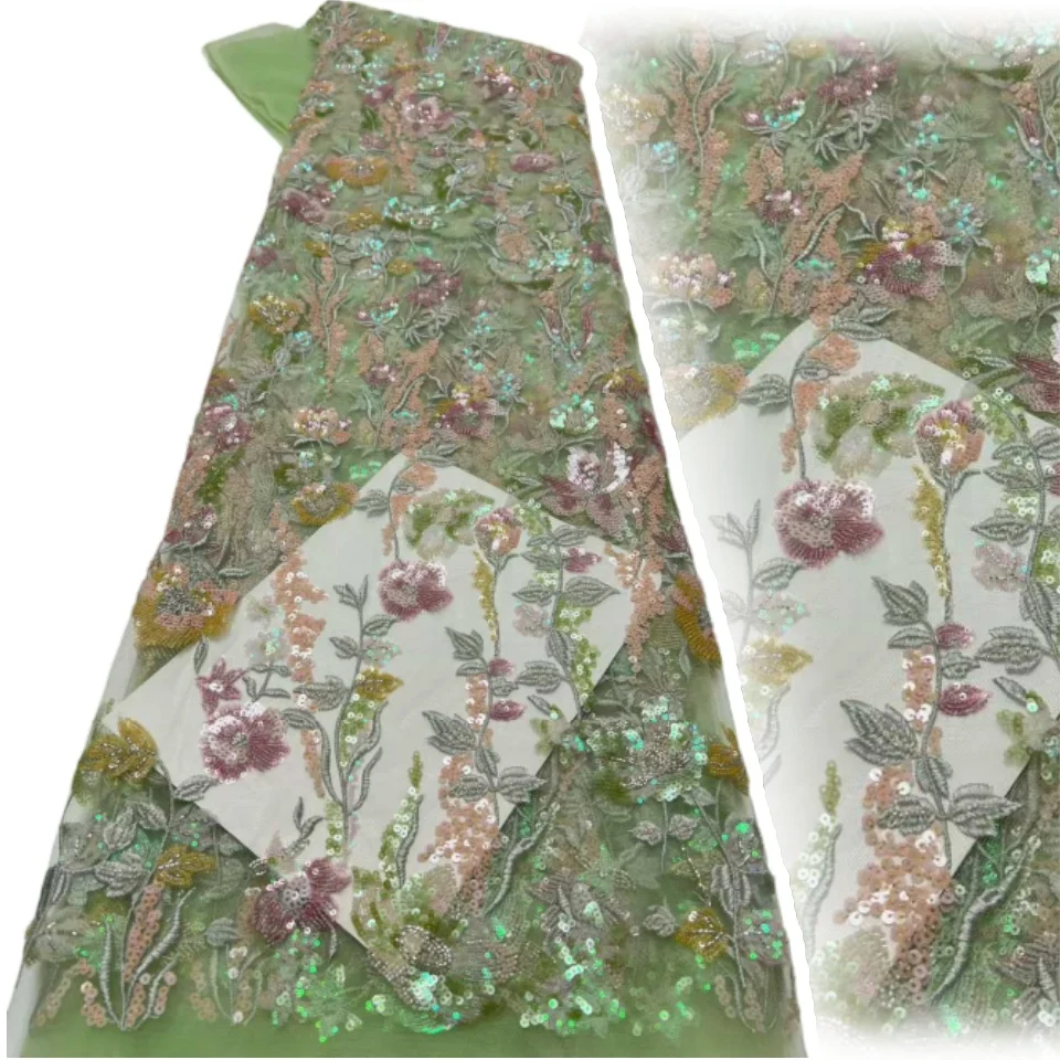 5 Yards Nigerian Beaded Lace Fabric New Design African French Sequin Lace Fabric Suitable For Women's Wedding Party Dresses 2203
5 Yards Nigerian Beaded Lace Fabric New Design African French Sequin Lace Fabric Suitable For Women's Wedding Party Dresses 2203