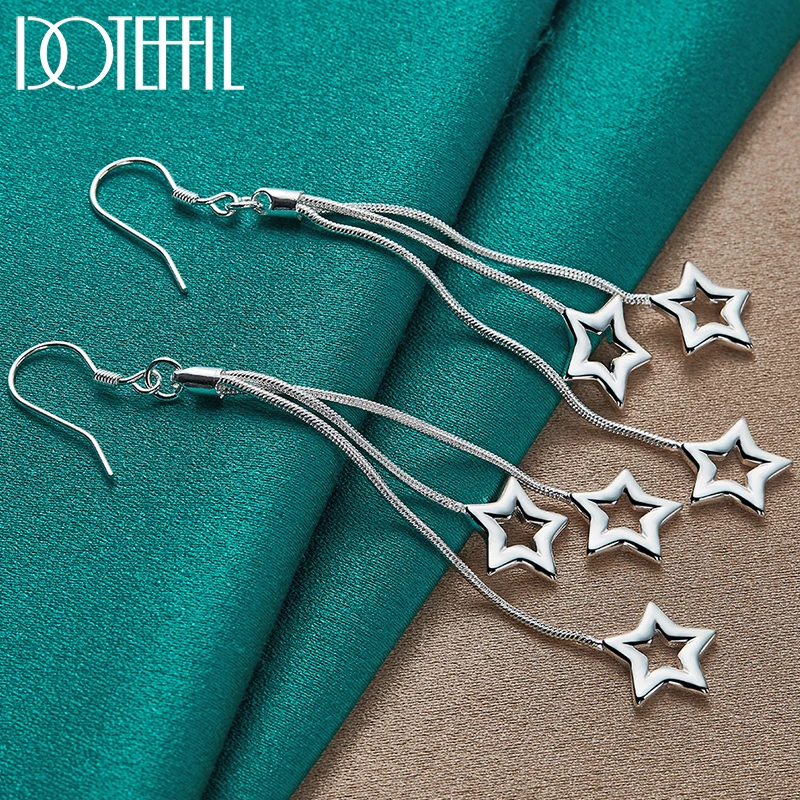 DOTEFFIL 925 Sterling Silver Three Snake Chain Star Drop Earrings For Woman Best Gift Wedding Engagement Jewelry
DOTEFFIL 925 Sterling Silver Three Snake Chain Star Drop Earrings For Woman Best Gift Wedding Engagement Jewelry
