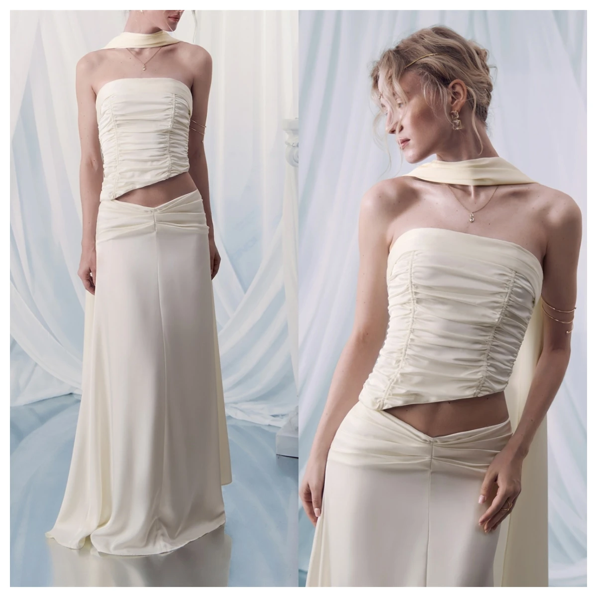 Customized Elegant Ivory Satin Evening Dress Strapless Sleeveless Homecoming Dress Special Occasion Gowns Ribbons Fashion
Customized Elegant Ivory Satin Evening Dress Strapless Sleeveless Homecoming Dress Special Occasion Gowns Ribbons Fashion