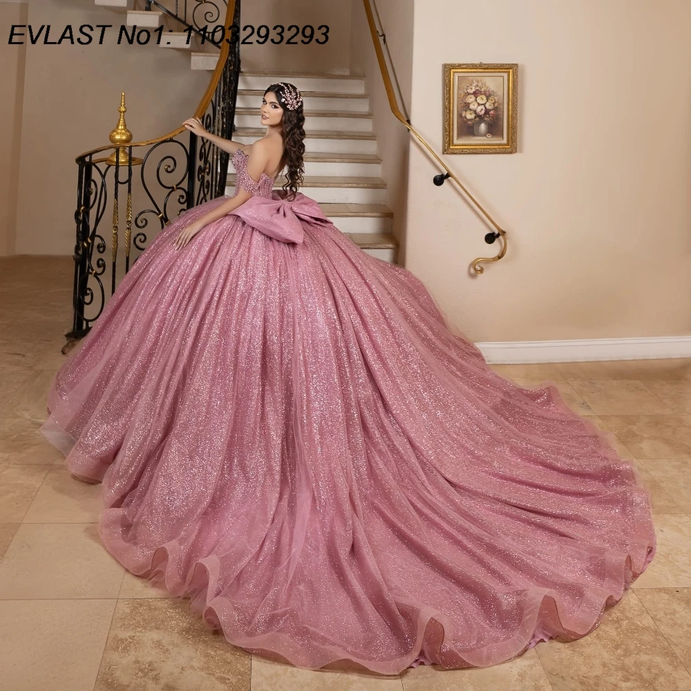 EVLAST Customized Shiny Pink Quinceanera Dress Ball Gown Glitter Applique Beaded Bow Corset Sweet 16 Vestido De 15 Anos E1Q255
EVLAST Customized Shiny Pink Quinceanera Dress Ball Gown Glitter Applique Beaded Bow Corset Sweet 16 Vestido De 15 Anos E1Q255