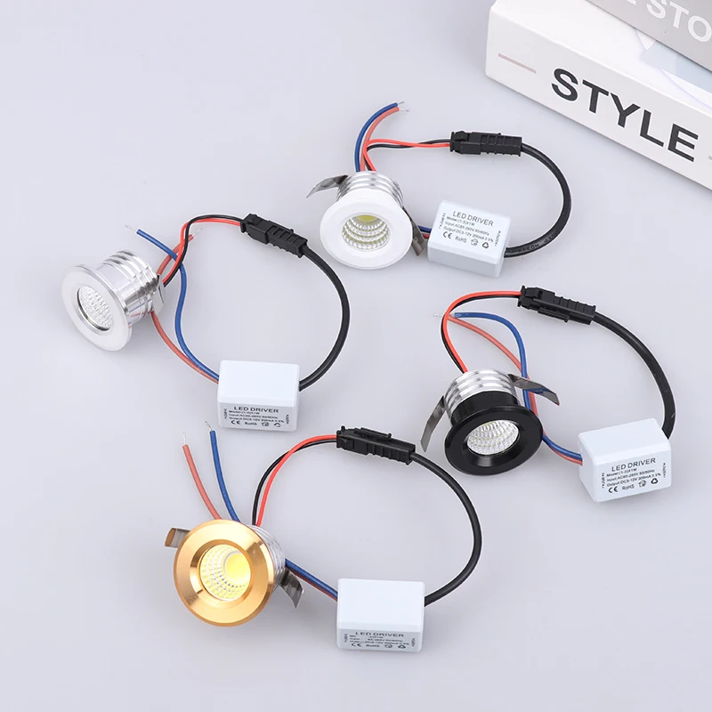 Mini LED Spotlight Lamp Downlights COB 3W 220V/12V Jewelry Cabinet Light Black White Gold Silver Finish Aluminum Cut Hole 30mm
Mini LED Spotlight Lamp Downlights COB 3W 220V/12V Jewelry Cabinet Light Black White Gold Silver Finish Aluminum Cut Hole 30mm