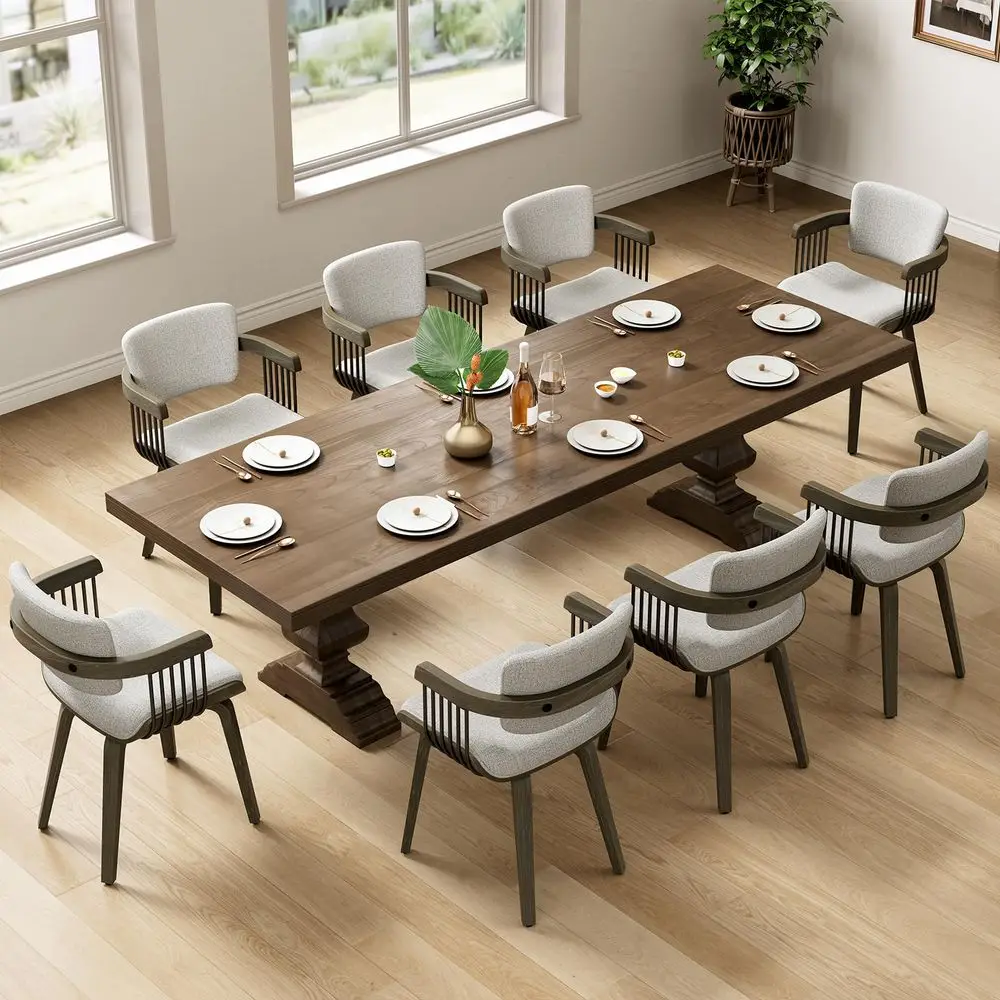 Dining Chairs Set of 8, Mid Century Modern Kitchen Chair with Arm and Wood Legs, holstered Fabric for Dining Room, Kitchen, R
Dining Chairs Set of 8, Mid Century Modern Kitchen Chair with Arm and Wood Legs, holstered Fabric for Dining Room, Kitchen, R