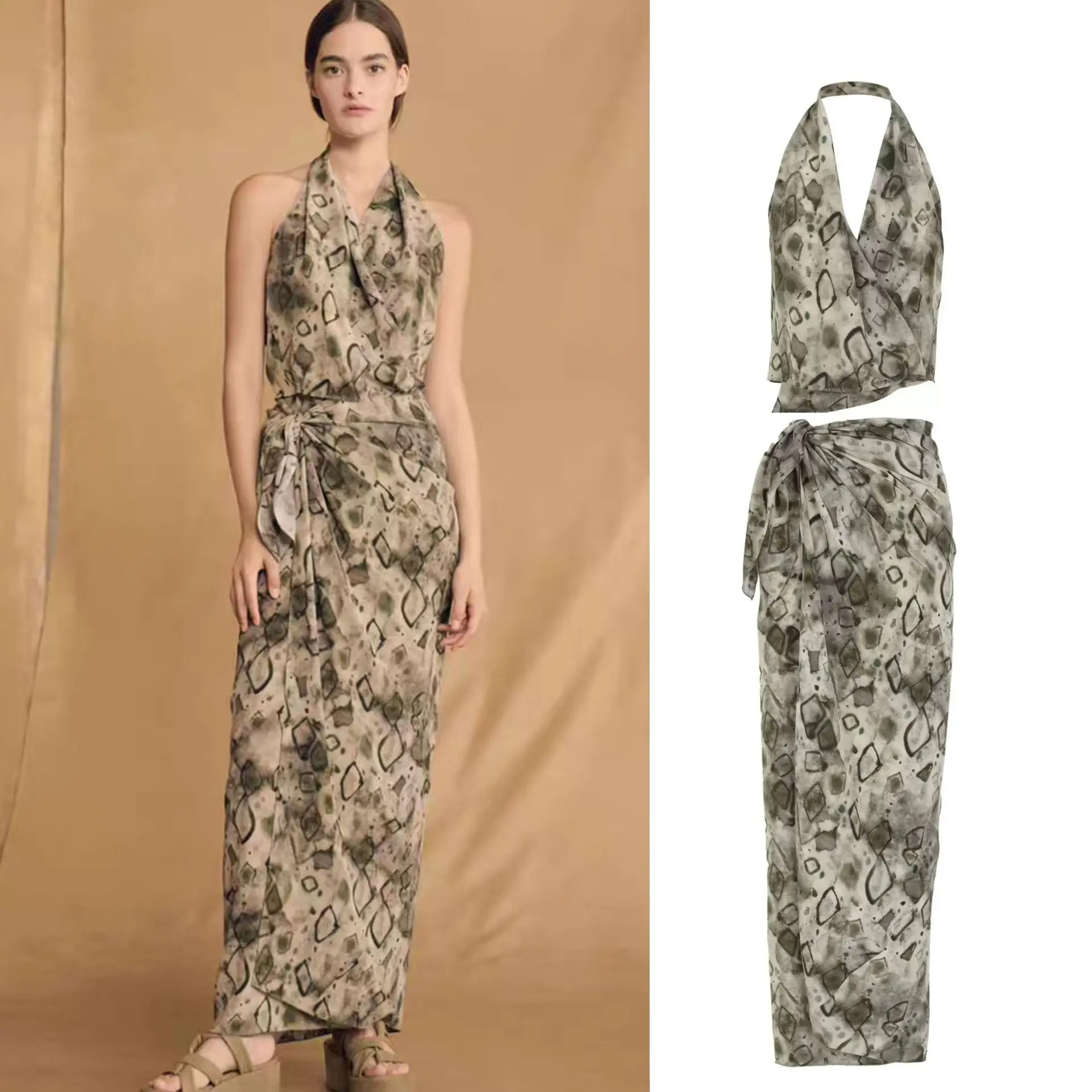 Высококачественный 100% натуральный шелк, нежный и романтический сексуальный маленький топ с бретелькой на шее + цельная юбка с запахом, 17-18 мм, шелковый двойной креп из песочного промытого шелка
Высококачественный 100% натуральный шелк, нежный и романтический сексуальный маленький топ с бретелькой на шее + цельная юбка с запахом, 17-18 мм, шелковый двойной креп из песочного промытого шелка