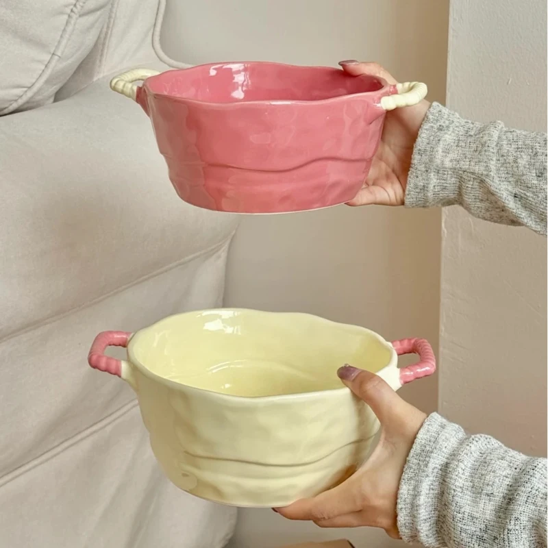 Ceramic Double Ear Soup Bowl Underglaze Color Process Household Large Capacity Soup Pot Salad Fruit Korean High-quality Bowl
Ceramic Double Ear Soup Bowl Underglaze Color Process Household Large Capacity Soup Pot Salad Fruit Korean High-quality Bowl