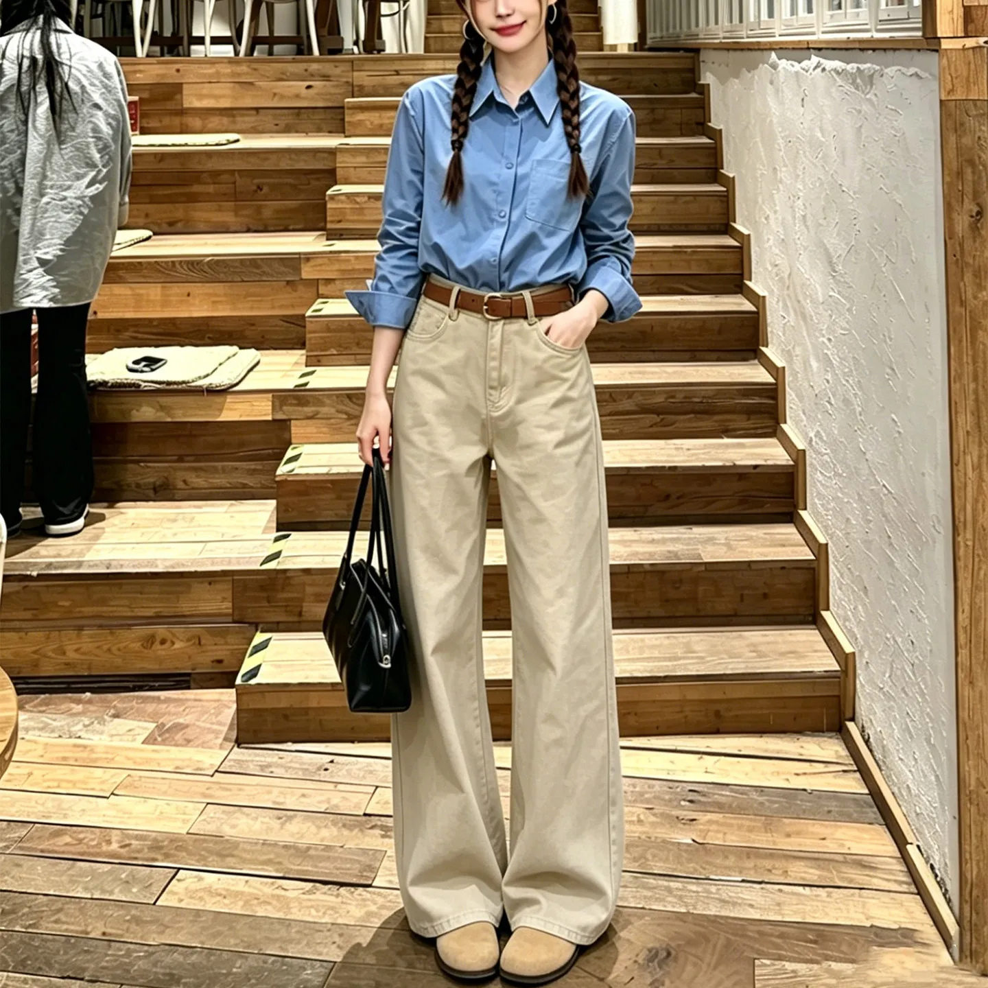 Khaki Wide Leg Jeans Women's High Waist Loose Straight Cut Slimming Summer New Style Cotton Stretch Denim Wear Resistant
Khaki Wide Leg Jeans Women's High Waist Loose Straight Cut Slimming Summer New Style Cotton Stretch Denim Wear Resistant