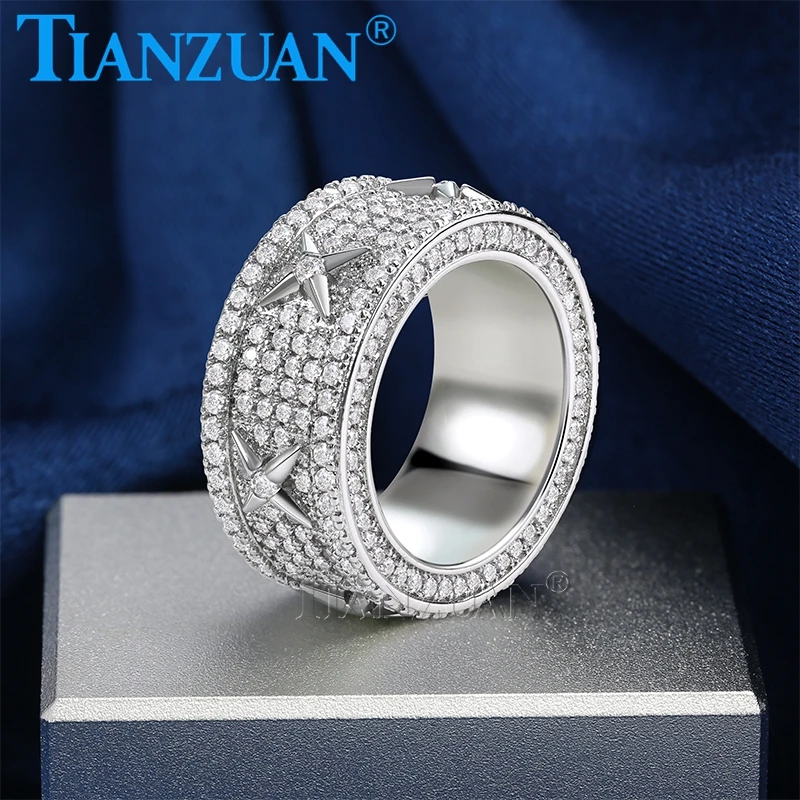 Trendy Four-Pointed Star Rings Moissanite Band 925 Sterling Silver for women men Party Jewelry Gift
Trendy Four-Pointed Star Rings Moissanite Band 925 Sterling Silver for women men Party Jewelry Gift