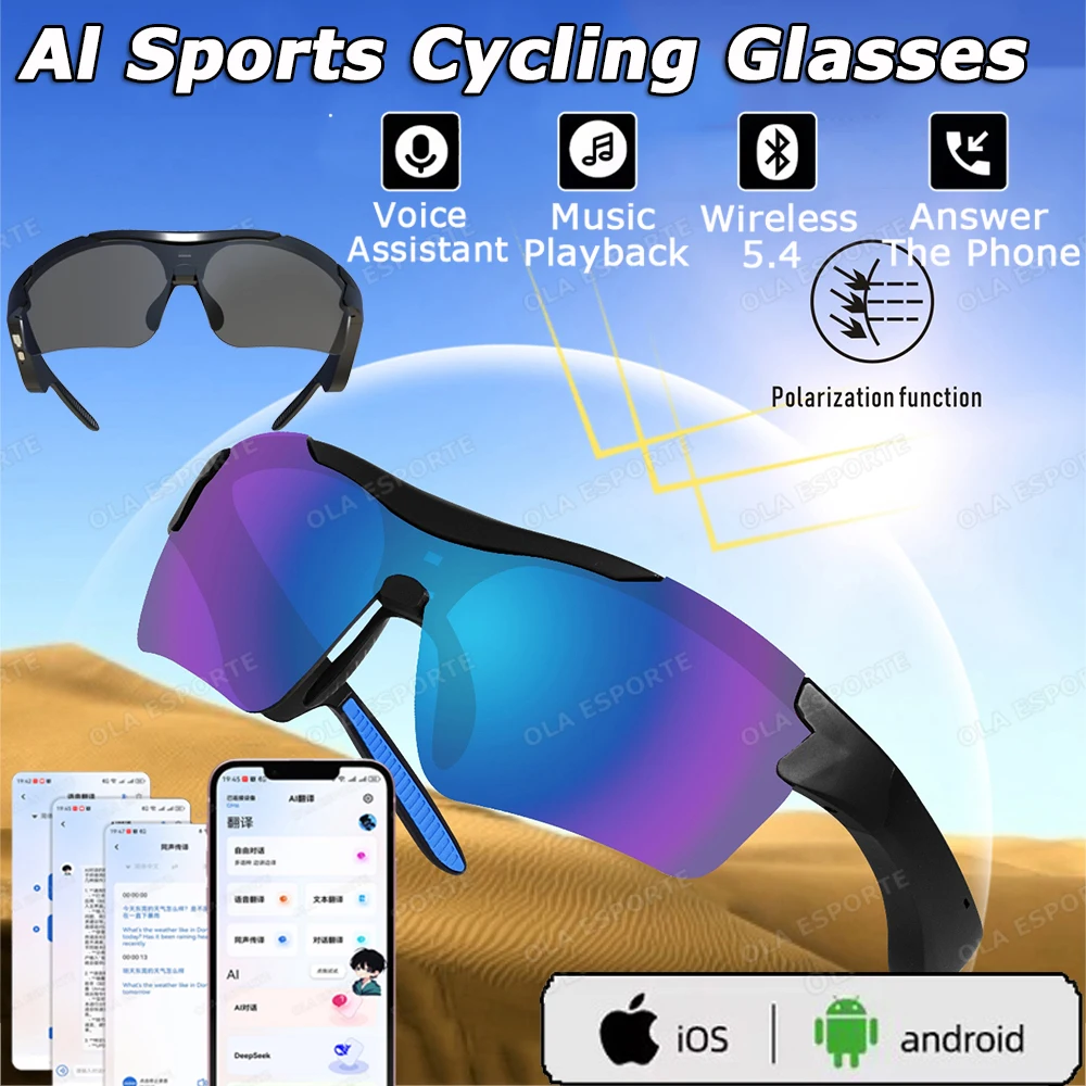 Smart Cycling Glasses Men Bluetooth UV400 Polarized Sunglasses Man AI Voice Intelligent Headphones Call Music Play Camera Remote
Smart Cycling Glasses Men Bluetooth UV400 Polarized Sunglasses Man AI Voice Intelligent Headphones Call Music Play Camera Remote