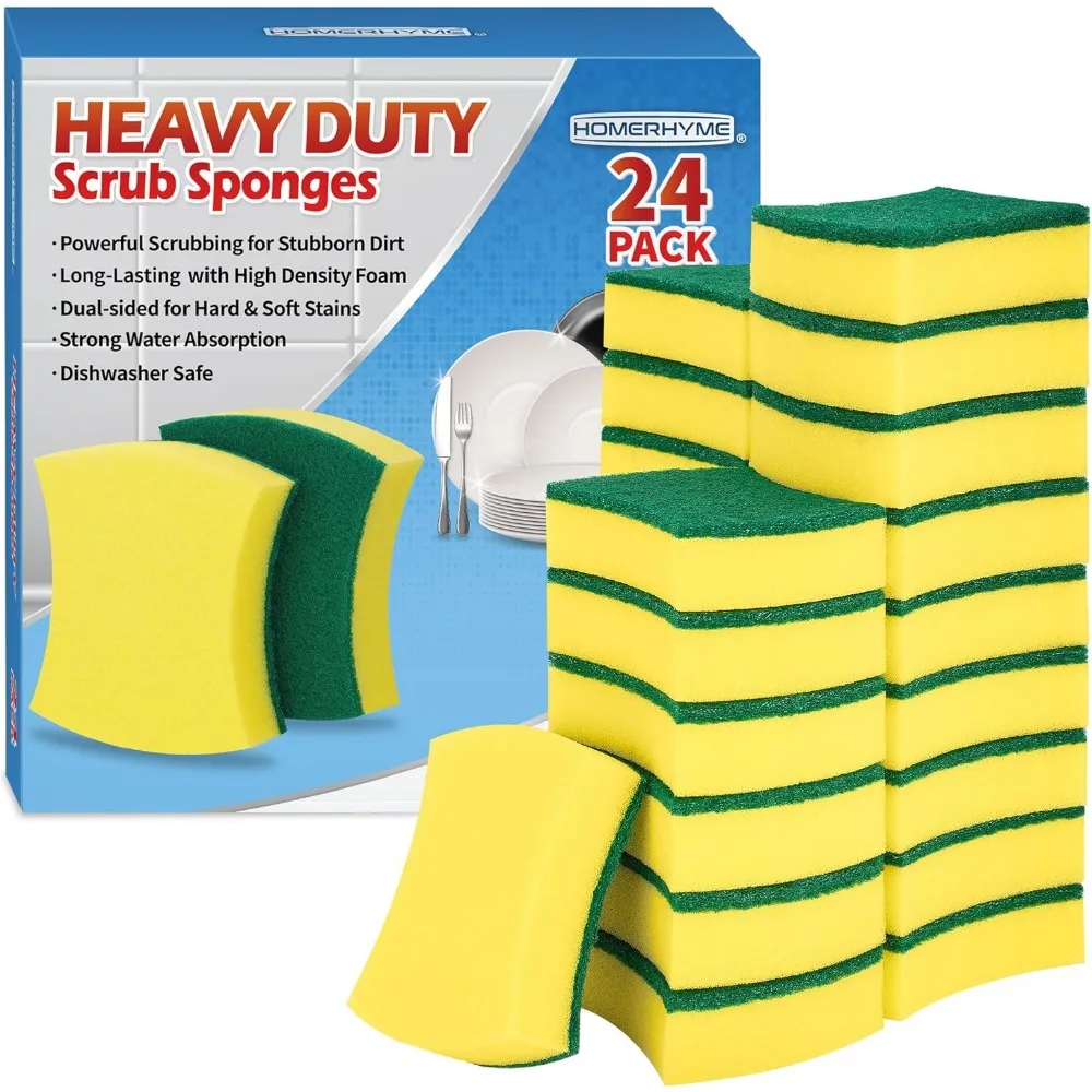 Heavy Duty Scrub Sponges 24 Pack Dual Sided Long Lasting High Density Kitchen Cleaning Pads
Heavy Duty Scrub Sponges 24 Pack Dual Sided Long Lasting High Density Kitchen Cleaning Pads