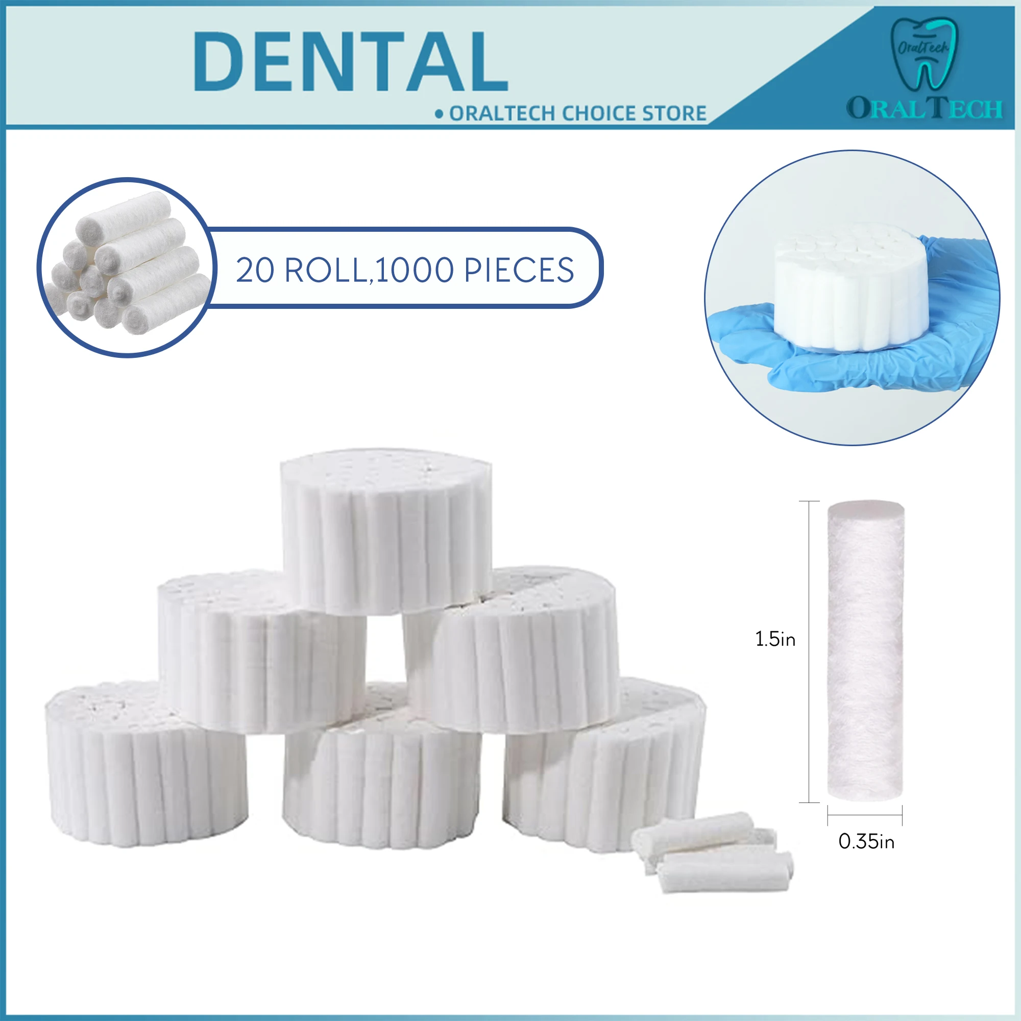 1000PCS Dental Disposable Medical Surgical Cotton Rolls Teeth Whitening Cleaning High-purity Cotton Roll Dentist Dentistry
1000PCS Dental Disposable Medical Surgical Cotton Rolls Teeth Whitening Cleaning High-purity Cotton Roll Dentist Dentistry