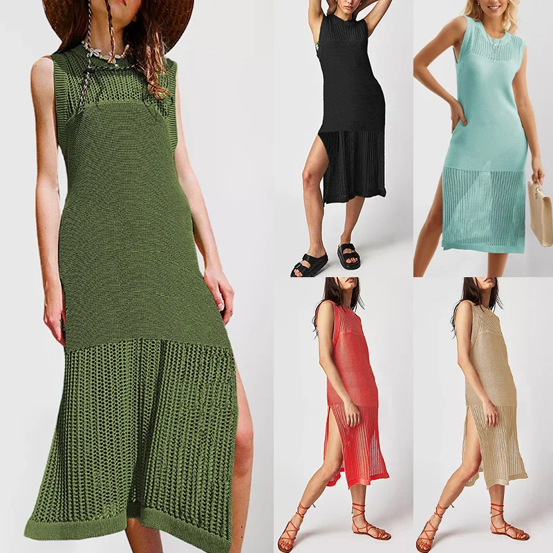 Women's Solid Color Sleeveless Street Hollow Out Dress, Knitted Vest Skirt, Summer 2025
Women's Solid Color Sleeveless Street Hollow Out Dress, Knitted Vest Skirt, Summer 2025