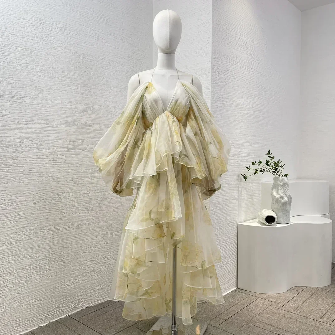 2024 New Arrival High Quality Silk Women Green Floral Print Halter Backless Draped Elegant Midi Dress for Holiday
2024 New Arrival High Quality Silk Women Green Floral Print Halter Backless Draped Elegant Midi Dress for Holiday