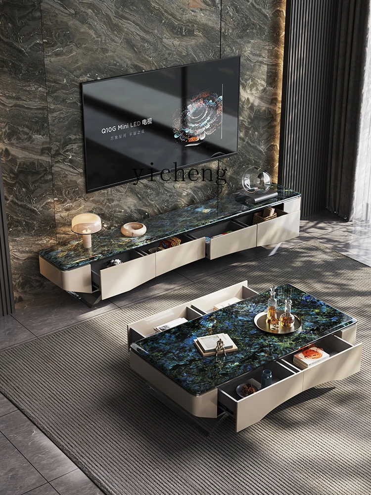 TQH Marble Horse Belly-Shaped Coffee Table TV Cabinet Combination Light Luxury Suspension Living Room Coffee Table
TQH Marble Horse Belly-Shaped Coffee Table TV Cabinet Combination Light Luxury Suspension Living Room Coffee Table
