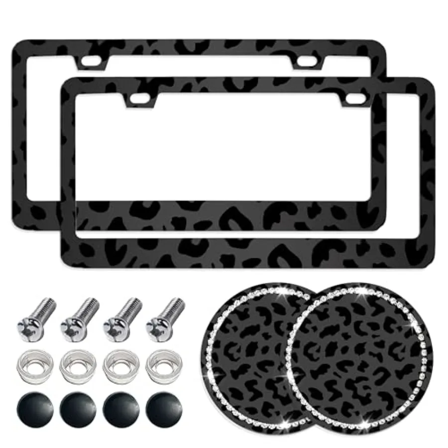 2Pcs Printed Aluminum Alloy License Plate Frames and 2 Pcs Bling Anti Slip Cup Holder for Women, Unisex Car License Plate Frame
2Pcs Printed Aluminum Alloy License Plate Frames and 2 Pcs Bling Anti Slip Cup Holder for Women, Unisex Car License Plate Frame