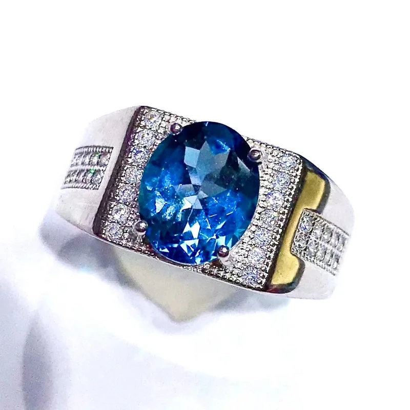 Luxury Man Ring Solid 925 Silver Blue Topaz Ring for Man 8x10mm Natural Topaz Jewelry Ring
Luxury Man Ring Solid 925 Silver Blue Topaz Ring for Man 8x10mm Natural Topaz Jewelry Ring