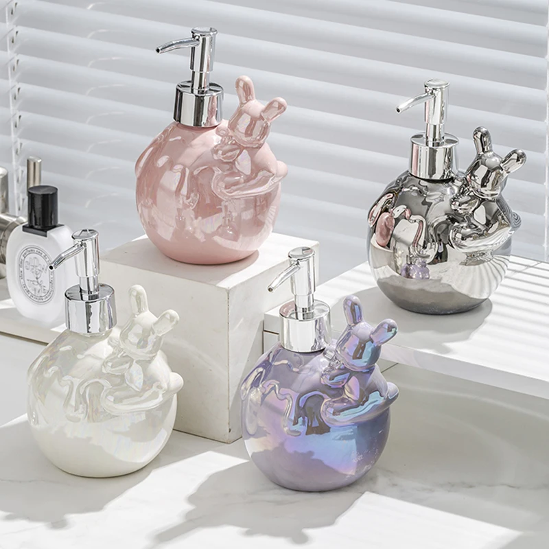 Ceramic Rabbit Soap Dispenser Luxury Cartoon Bunny Storage Tank Household Toilet Lotion Shower Gel Shampoo Hand Sanitizer Bottle
Ceramic Rabbit Soap Dispenser Luxury Cartoon Bunny Storage Tank Household Toilet Lotion Shower Gel Shampoo Hand Sanitizer Bottle
