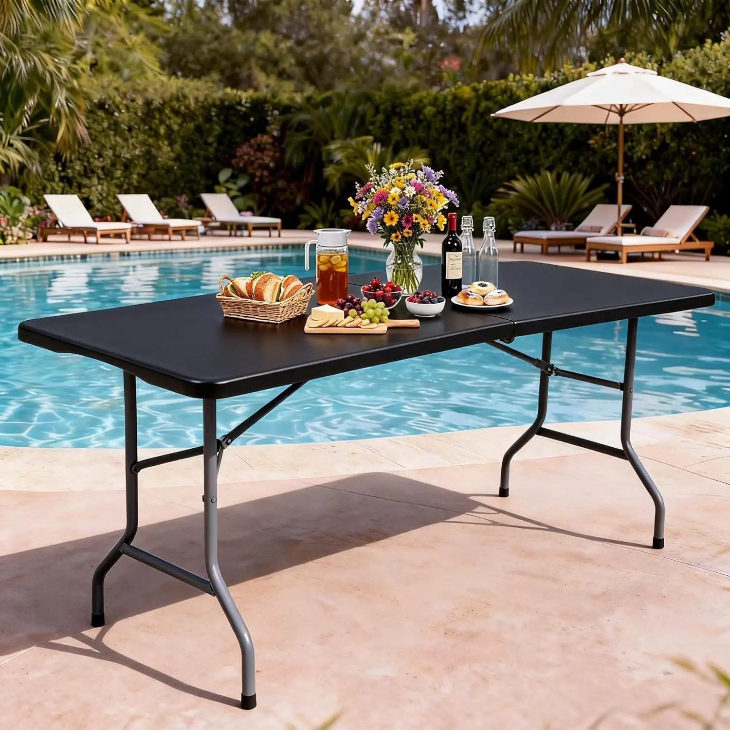6FT Folding Table, Heavy Duty Folding Tables with Carrying Handle, HDPE Fold up Table for Outdoor Camping Picnic, Customized
6FT Folding Table, Heavy Duty Folding Tables with Carrying Handle, HDPE Fold up Table for Outdoor Camping Picnic, Customized