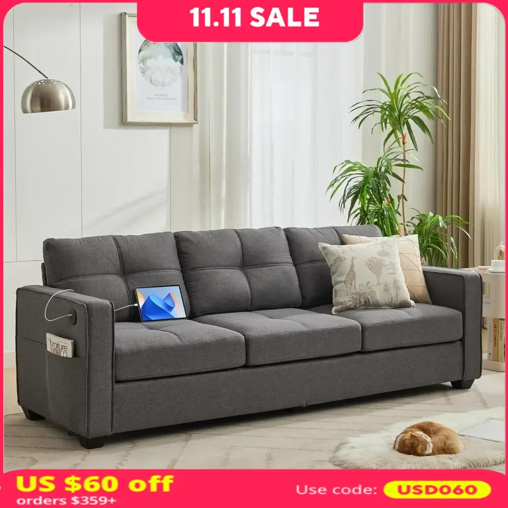 Sofa Couch Modern 3 Seater with 2 USB Charging Ports and Upholstered Cushions Modern Fabric Linen Deep Seat Mid Century Couches
Sofa Couch Modern 3 Seater with 2 USB Charging Ports and Upholstered Cushions Modern Fabric Linen Deep Seat Mid Century Couches