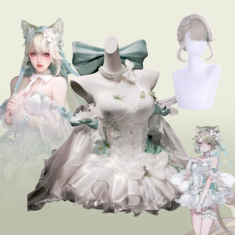 Lynette Cosplay Costume Angel Courtyard Game Genshin Impact White Dress Wig Halloween Party Carnival Suit Role Play Clothing
Lynette Cosplay Costume Angel Courtyard Game Genshin Impact White Dress Wig Halloween Party Carnival Suit Role Play Clothing