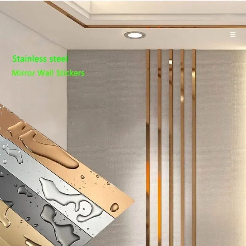 1 Roll Gold wall sticker stainless steel flat decorative lines titanium wall ceiling edge strip mirror living room decoration
1 Roll Gold wall sticker stainless steel flat decorative lines titanium wall ceiling edge strip mirror living room decoration