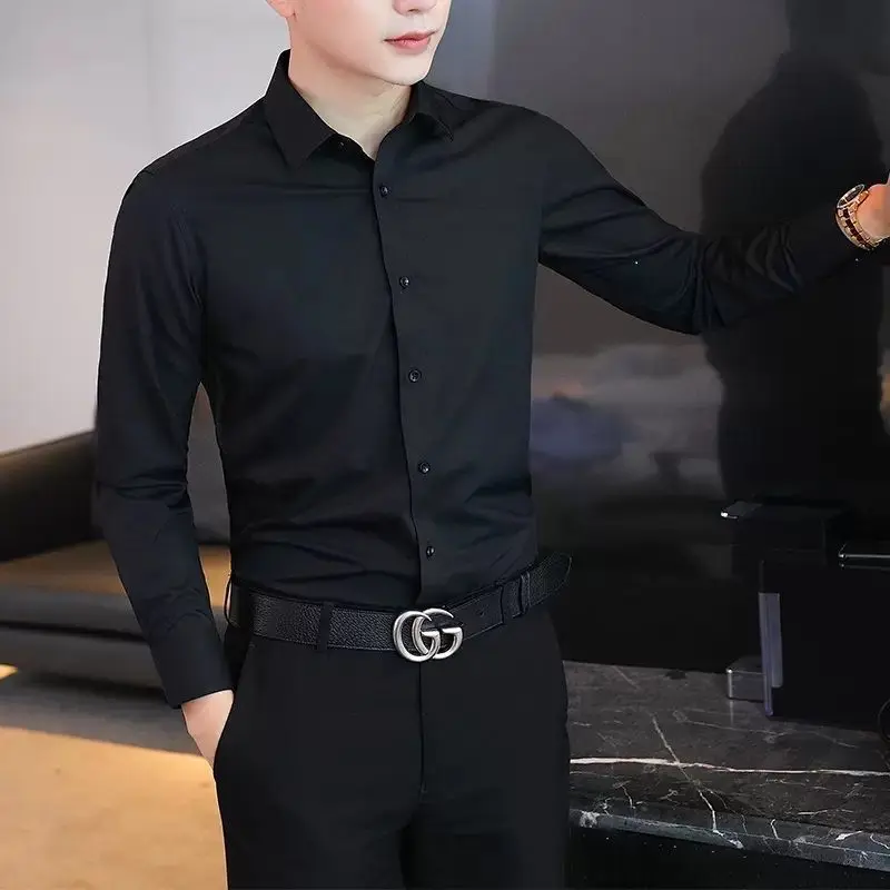Long-sleeved Men's Korean Solid Shirt Business Temperament Lined Men's Free Ironing Shirt
Long-sleeved Men's Korean Solid Shirt Business Temperament Lined Men's Free Ironing Shirt