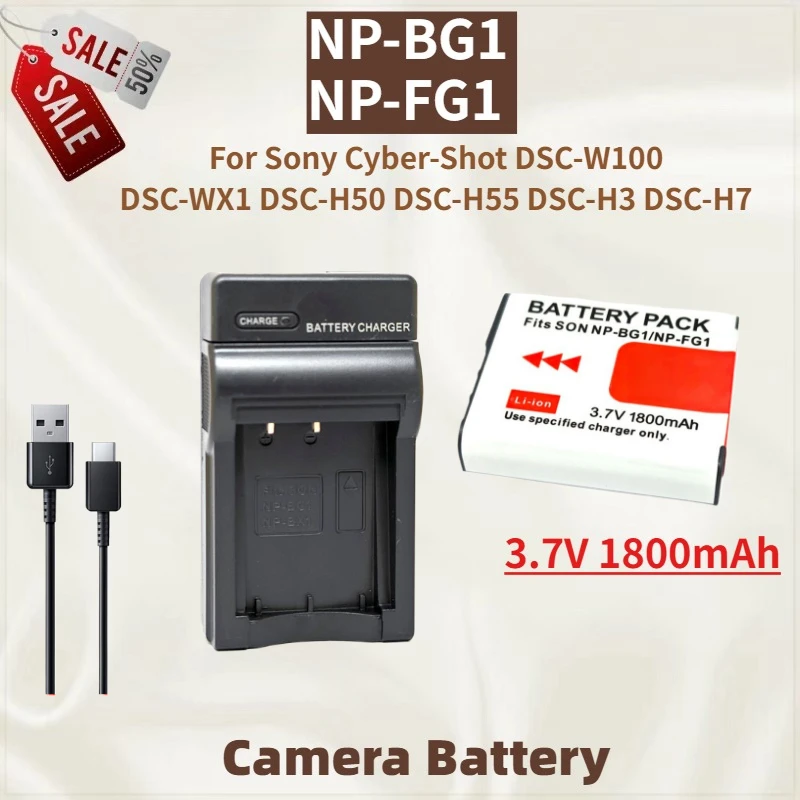 High Quality NP-BG1 NP-FG1Camera Battery 3.7V 1800mAh and Type-C Charger For Sony DSC-H50 DSC-H55 DSC-W100 DSC-WX1 DSC-H3 DSC-H7
High Quality NP-BG1 NP-FG1Camera Battery 3.7V 1800mAh and Type-C Charger For Sony DSC-H50 DSC-H55 DSC-W100 DSC-WX1 DSC-H3 DSC-H7