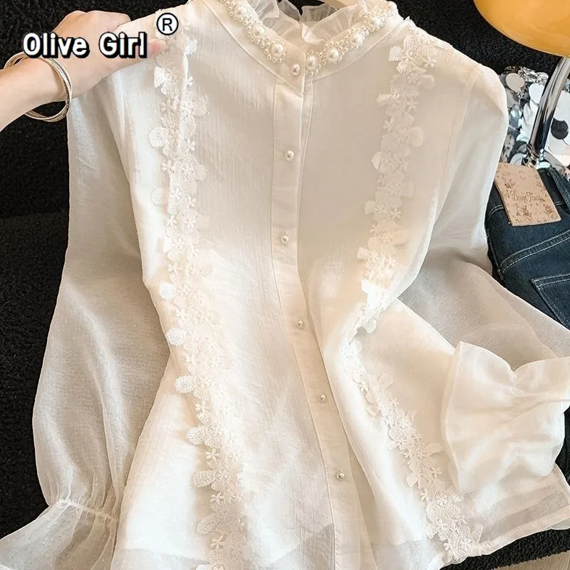 Olivegirl French Chiffon Shirt Women's Top Court Light Luxury Nail Bead Ruffle Collar Blouse 2026 Spring Summer Elegant Top
Olivegirl French Chiffon Shirt Women's Top Court Light Luxury Nail Bead Ruffle Collar Blouse 2026 Spring Summer Elegant Top