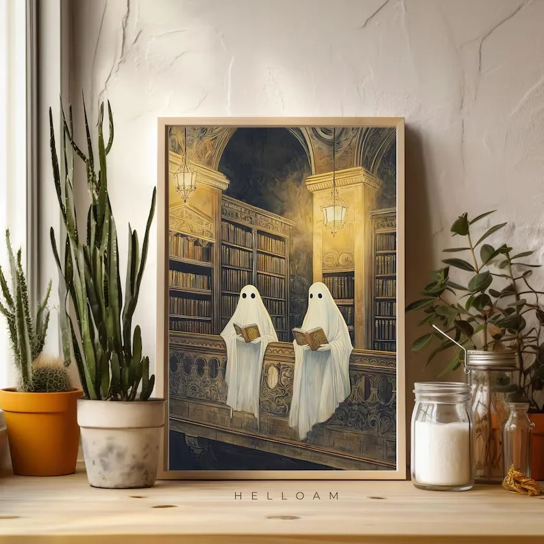 White Ghost Vintage Halloween Wall Art Canvas Painting The Ghost of White Sheets in The Bathtub Poster Print for Room Home Decor
White Ghost Vintage Halloween Wall Art Canvas Painting The Ghost of White Sheets in The Bathtub Poster Print for Room Home Decor