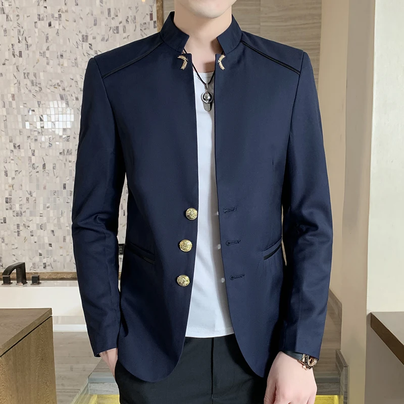 Blazer Men's Zhongshan Suit, Fashionable Business Wedding, Slimming Gentleman, Casual High Upright Suit, Stand-up Collar Blazer
Blazer Men's Zhongshan Suit, Fashionable Business Wedding, Slimming Gentleman, Casual High Upright Suit, Stand-up Collar Blazer