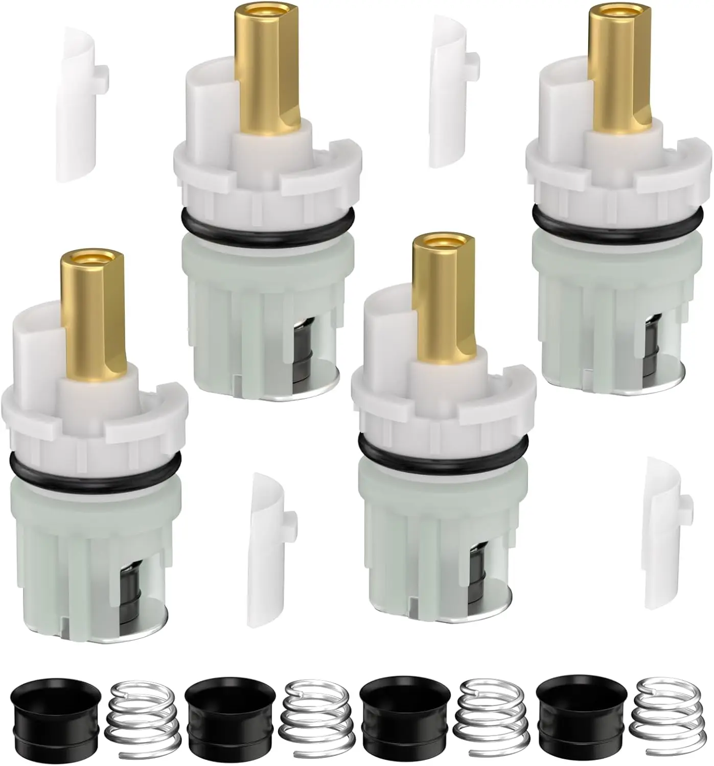 Faucet Stem Replacement Kit for Two-Handle Delta Faucets, Includes Cartridge, Seat, Spring, and Turn Stop, 4-Pack
Faucet Stem Replacement Kit for Two-Handle Delta Faucets, Includes Cartridge, Seat, Spring, and Turn Stop, 4-Pack