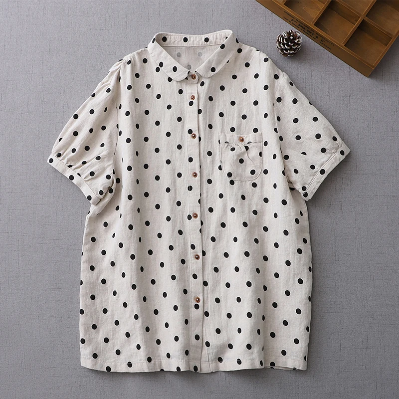 plus Size Women's Shirt Spring Summer New Cotton Linen Polka Dot Shirt Outerwear Linen Top Comfortable Breathable Loose Fit
plus Size Women's Shirt Spring Summer New Cotton Linen Polka Dot Shirt Outerwear Linen Top Comfortable Breathable Loose Fit