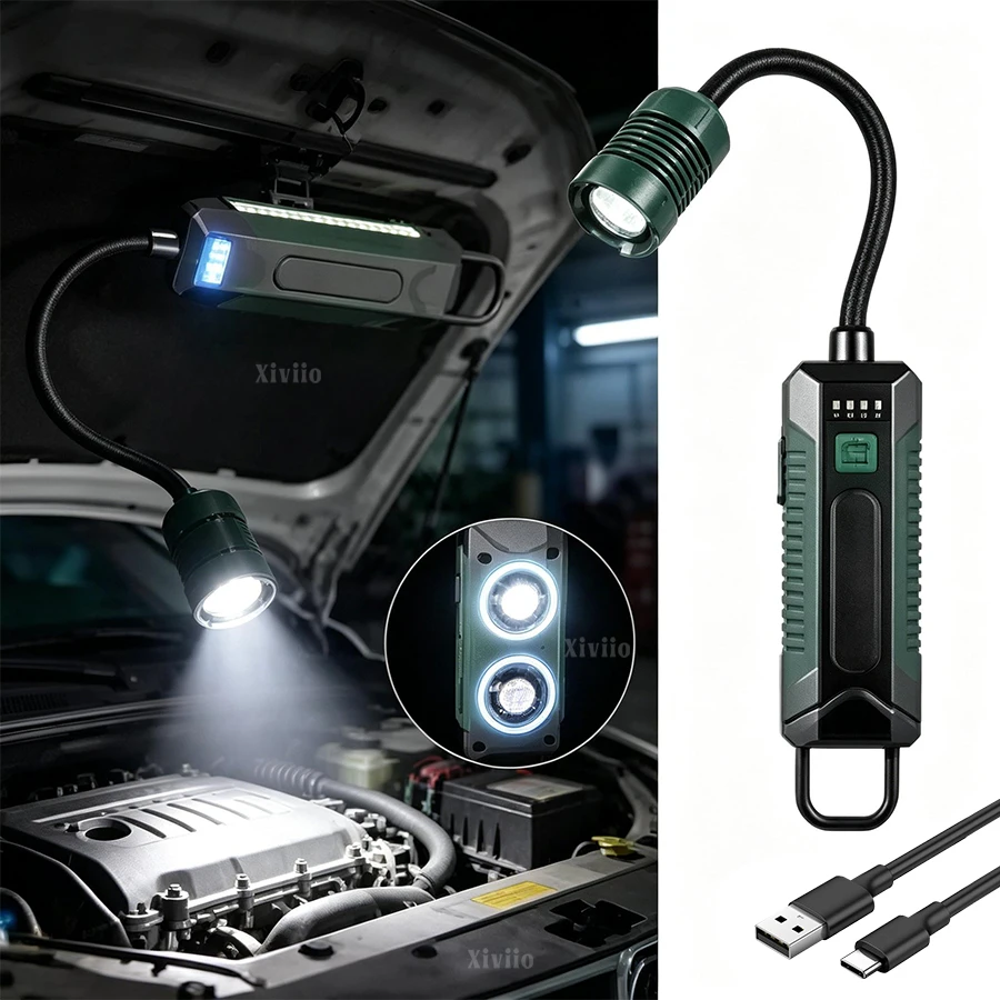 Rechargeable LED Work Light 360° Bendable Gooseneck 2000mAh Built-in Battery for Emergency Car Repair with Magnetic Hanging Hook
Rechargeable LED Work Light 360° Bendable Gooseneck 2000mAh Built-in Battery for Emergency Car Repair with Magnetic Hanging Hook
