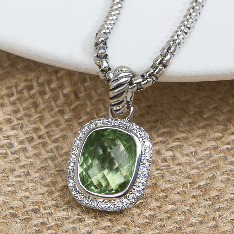 12*10mm Sparkling Green Cubic Zirconia Pendant Necklace Trendy Silver Color Box Chain Necklace for Women Fashion Jewelry Gift
12*10mm Sparkling Green Cubic Zirconia Pendant Necklace Trendy Silver Color Box Chain Necklace for Women Fashion Jewelry Gift
