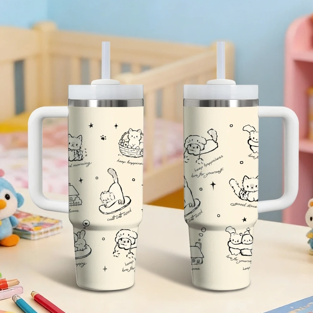 Cute Colorful Cat Vacuum Flasks 40oz Stainless Steel Insulated Tumbler With Handle & Straw Leakproof Travel Mug
Cute Colorful Cat Vacuum Flasks 40oz Stainless Steel Insulated Tumbler With Handle & Straw Leakproof Travel Mug