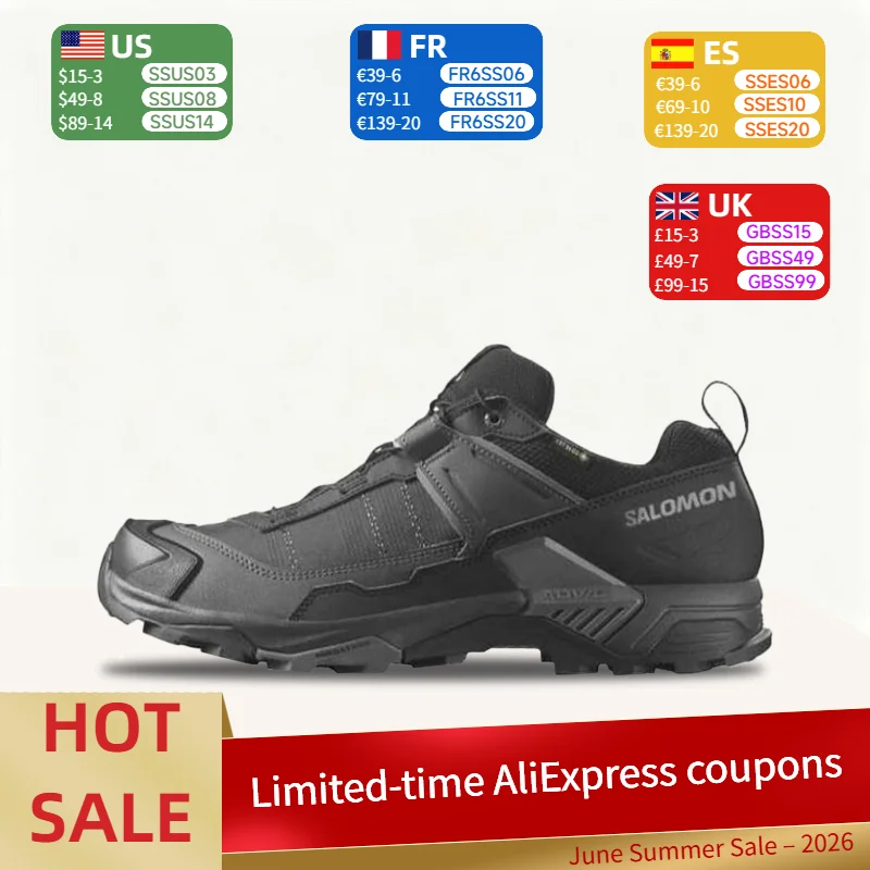 Salomon X ULTRA 5 GTX Low-top running shoes for men with significantly enhanced durability and superior traction–Black L47725500
Salomon X ULTRA 5 GTX Low-top running shoes for men with significantly enhanced durability and superior traction–Black L47725500