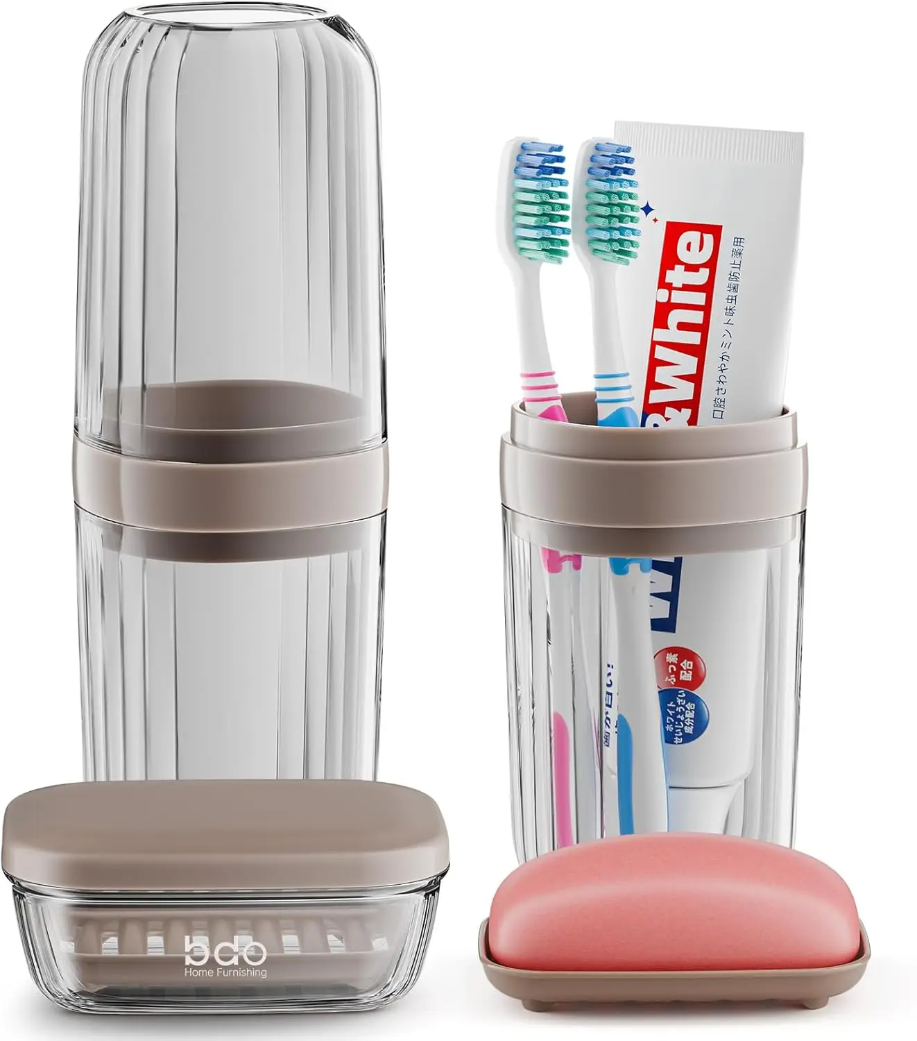 Portable Travel Soap Case and Toothbrush Holder Set with Cover for Camping Bathroom, Dark Coffee
Portable Travel Soap Case and Toothbrush Holder Set with Cover for Camping Bathroom, Dark Coffee