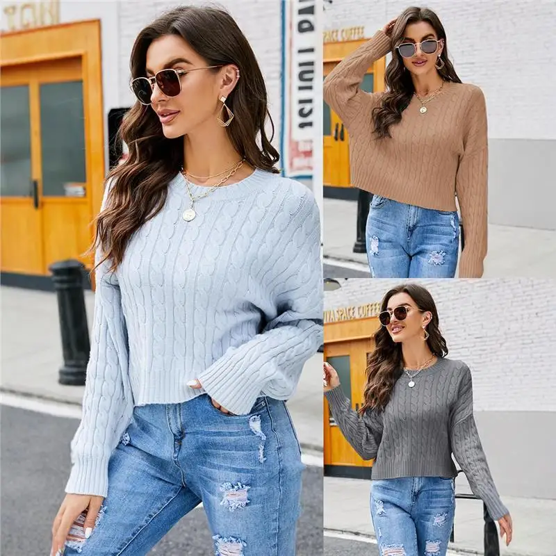 Laid-ba Sle round Ne Tangled ort Knitted Sweater Loose All-matching Color Overhead Knitted irt
Laid-ba Sle round Ne Tangled ort Knitted Sweater Loose All-matching Color Overhead Knitted irt